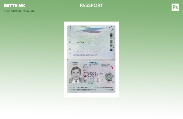 Модерен стил шаблон за сегашна верзија на канадски пасош